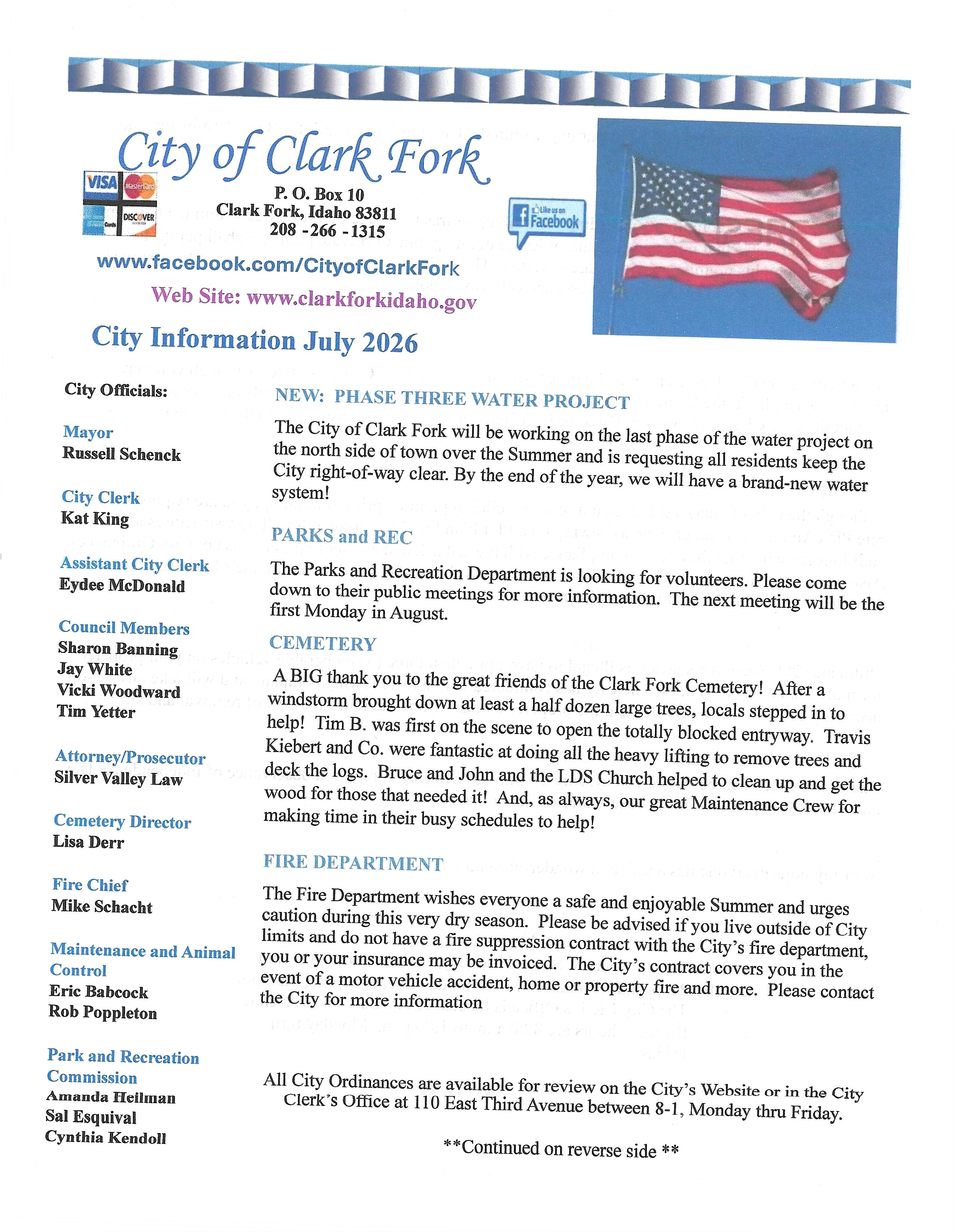 January News Letter, Page 1 of 2